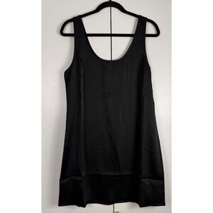 WAYF Black Satin Scoop Neck Sleeveless Mini Shift Dress 93715NRCH-N55 Women's M